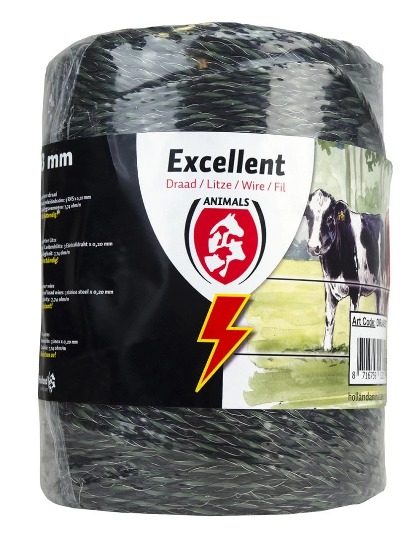 Draad Excellent 400 m zwart / groen Draad Excellent 400 M Zwart / Groen -Dierbenodigdheden Serie Winkel 30175