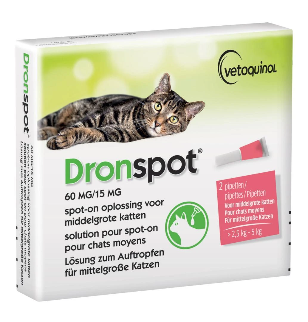 Dronspot spot-on ontwormingspipet kat 2,5 - 5 kg Dronspot Spot-on Ontwormingspipet Kat 2,5 - 5 Kg -Dierbenodigdheden Serie Winkel 5.4.1.2.5 3.1.2.5 Dronspot Medium Cat