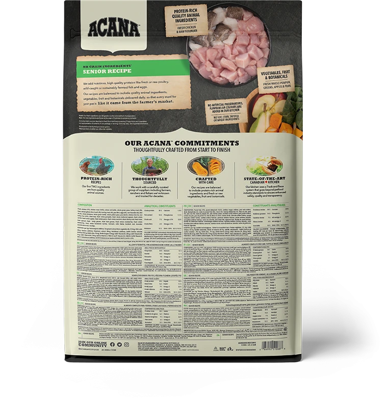 Acana Dog hondenvoer Senior Recipe 6 kg Acana Dog Hondenvoer Senior Recipe 6 Kg -Dierbenodigdheden Serie Winkel ACANA Dog Senior Recipe Back 6kg