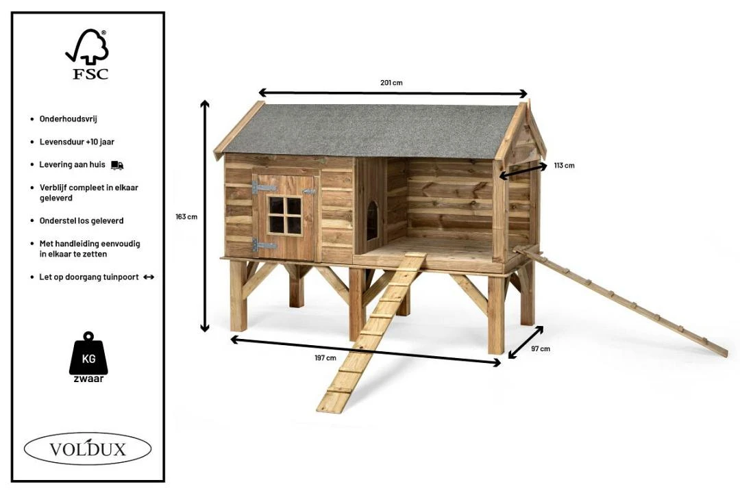 Voldux Kippen- of Konijnenhok Dennis Voldux Kippen- Of Konijnenhok Dennis -Dierbenodigdheden Serie Winkel Kippenhok Dennis 8720094050584 5